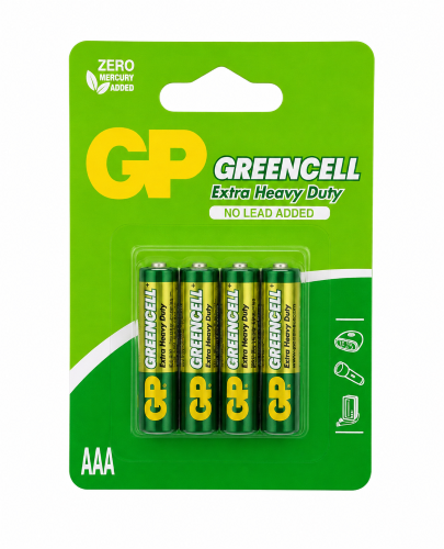 GP AAA-4’s 1.5V Greencell Battery w/Card
