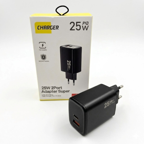 EU Charger 25W USB A+C Quick Charge (export only)