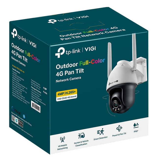 TP Link VIGI 4MP Outdoor Full-Color 4G Pan Tilt Network Camera