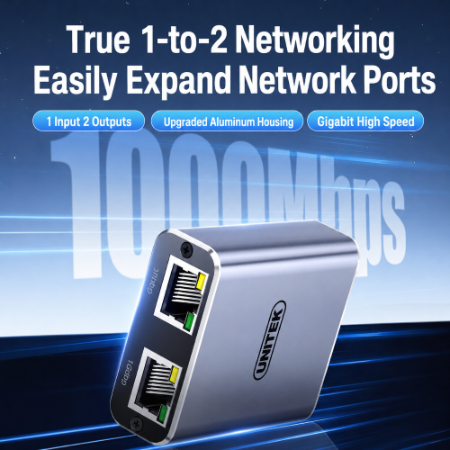 Unitek RJ45 Gigabit Splitter with USB-C Power & POE