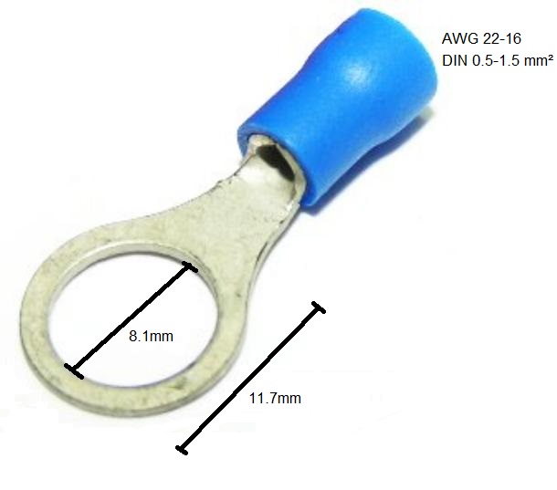 RV1.25-8 Insulated Ring Terminals