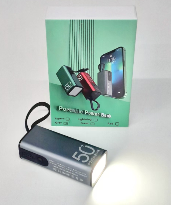 USB-C Power Bank with Torch Light