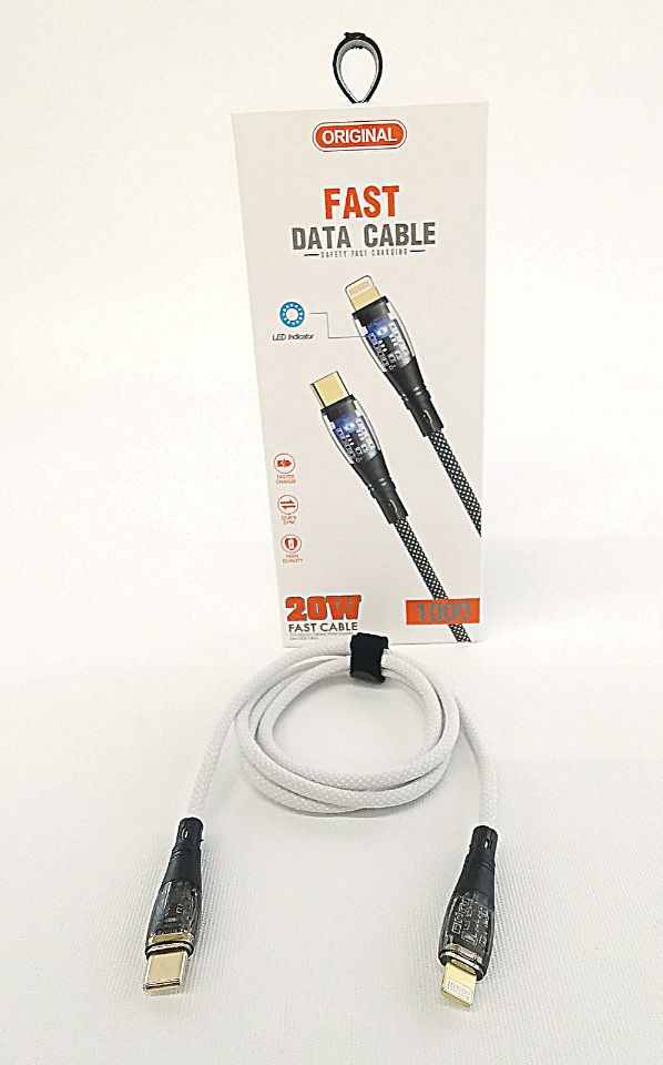 Type C to iPhone Data & Charging Cable 1m Transparent