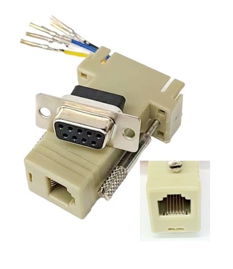 Modular 6P6C to DB9 Jack Adaptor Beige 