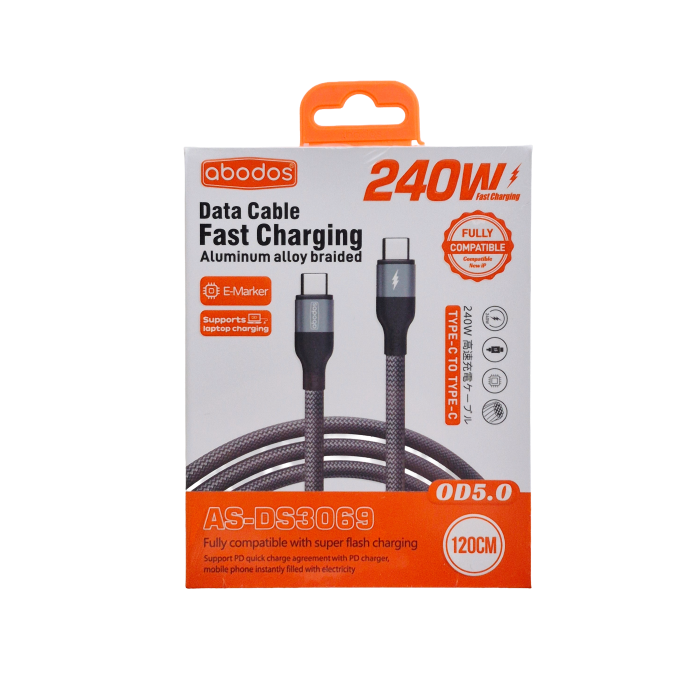 AS-DS3069 abodos 240W USB C-C Fast Charging Data Cable 1.2m (supports iPhone 15 & above)