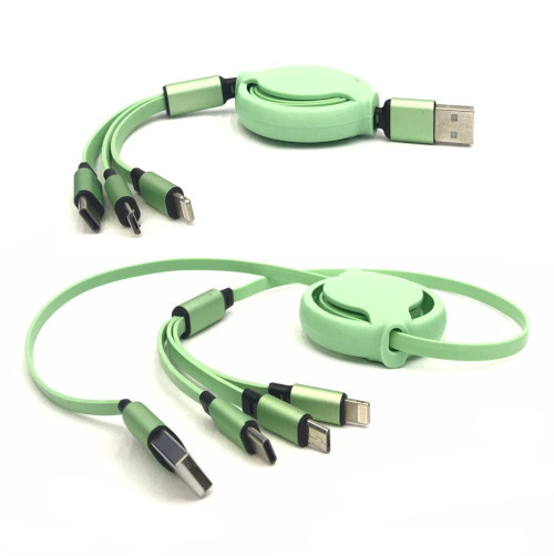 3 in 1 (Type C, Lightning, Micro USB) Retractable Charging Cable 1.2m