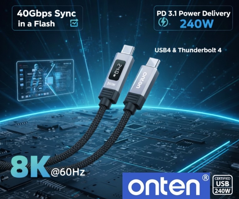 onten USB C-C Thunderbolt/USB4 8K60Hz 240W Digital Display Cable 1.2m
