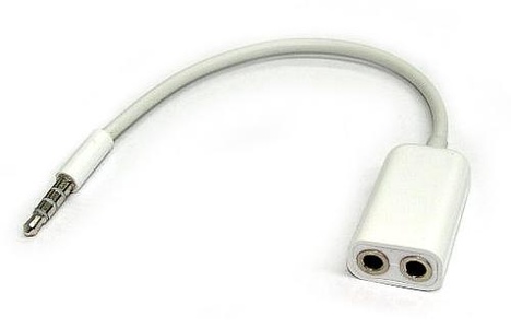 3.5mm 4 Pole Plug to 2x3.5mm Stereo Jack White