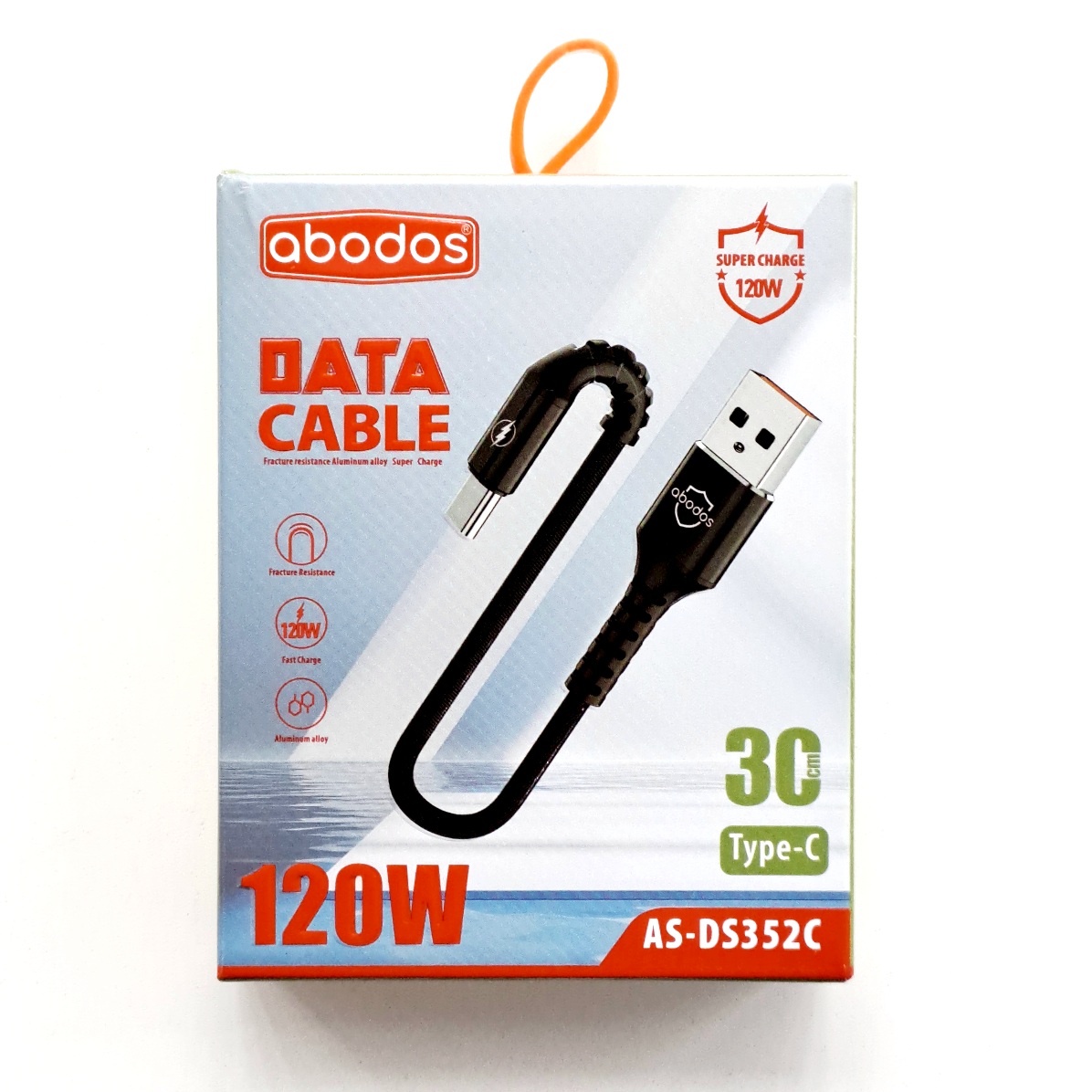 AS-DS352C abodos 120W USB to Type C Data Cable 30cm Black
