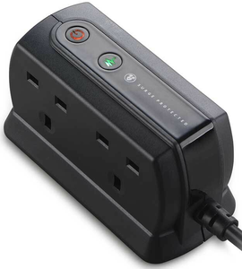 Masterplug 13A 4 Socket Surge 2M, Matt Black