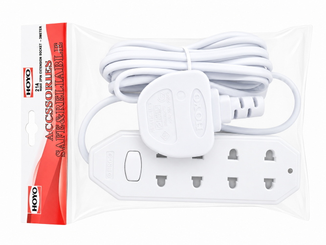 Hoyo 4 Way 2 pin Ext Socket with UK Plug - 3m (3500180)