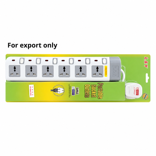 L&Y 6 Way 3pin Multi Socket-3M (for export only)