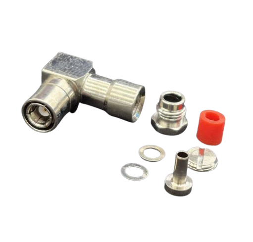 SMB Plug Clamp Right Angle RG174 Silver