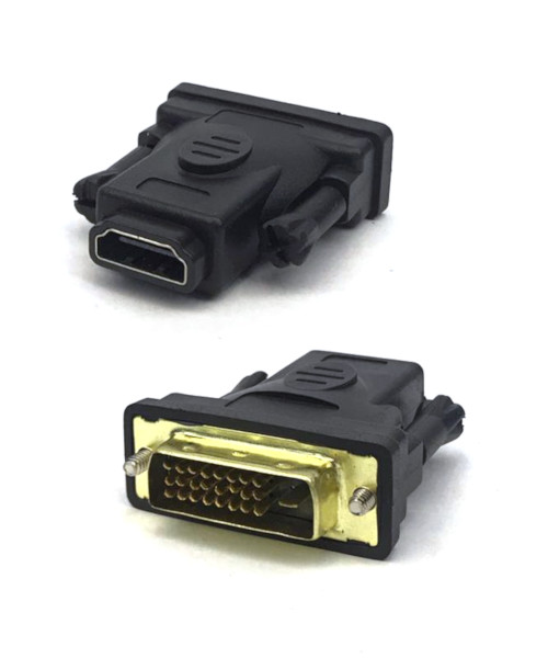 HDMI 19 Pin Jack to DVI Digital 24+1 Pin Plug Adaptor Moulded Gold 