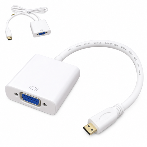 Micro HDMI M to VGA F + 3.5mm Audio Cable