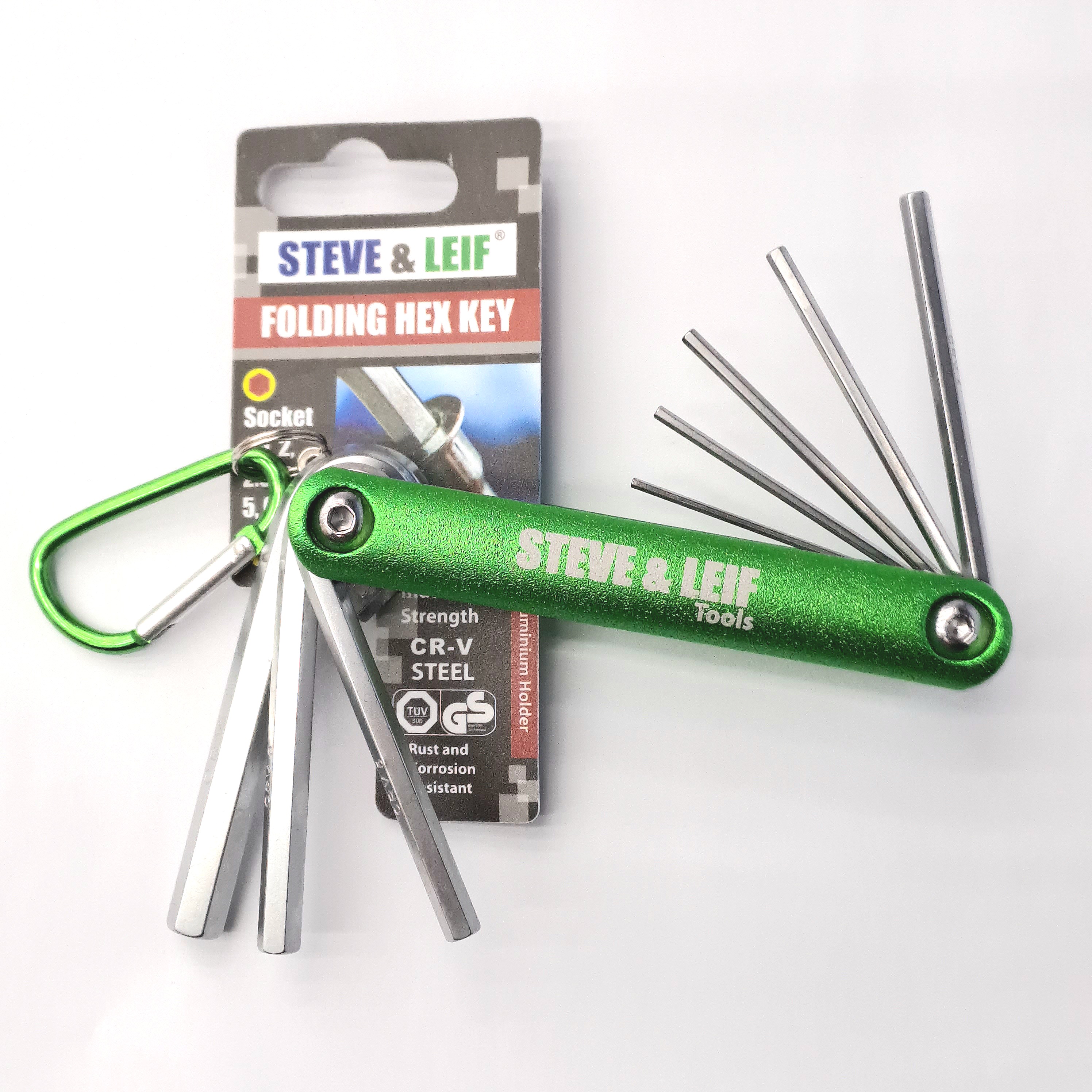 S&L 8 pcs Folding Hex Key Set(B) Green aluminium/green Hook